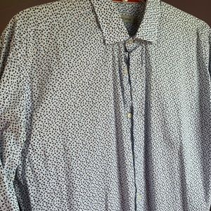 SCOTT JAMES blue and white casual button down